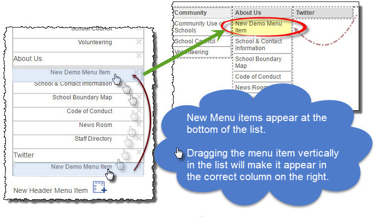 How to move a menu item