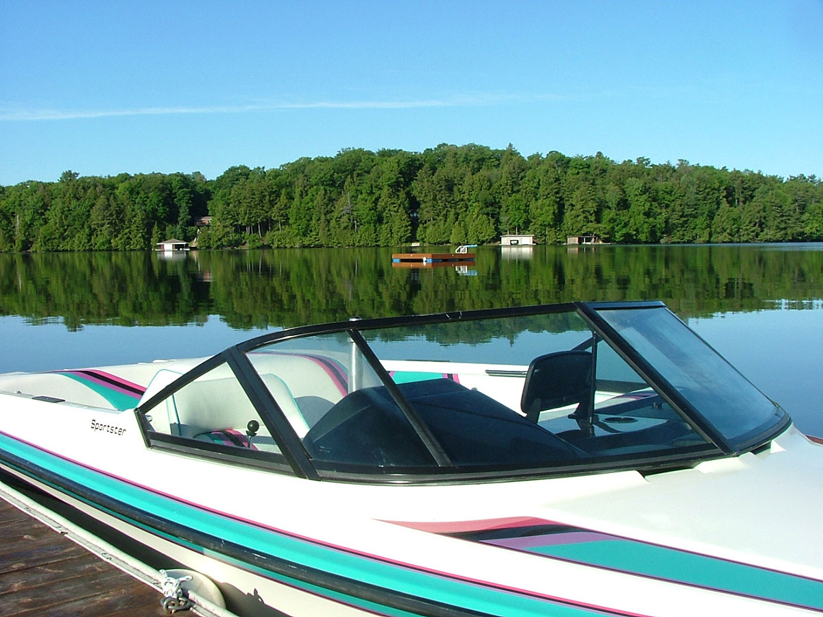 Boat on calm lake